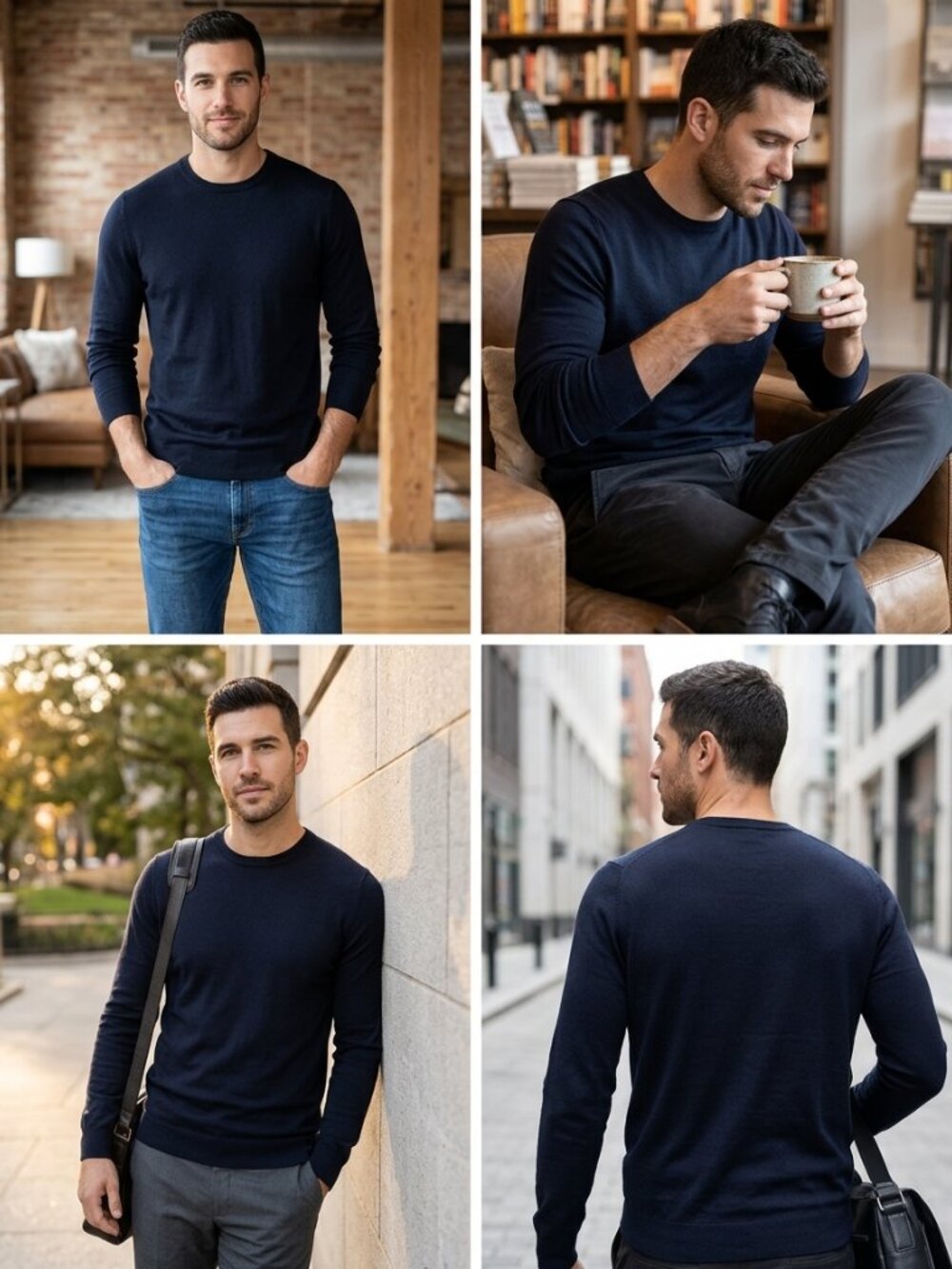 Club Room Merino Sweater Men's SZ XXL Ribbed Cuff Crewneck Dark Blue 100099704MN